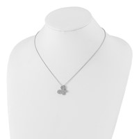 Brilliant Embers Sterling Silver Rhodium-plated Polished CZ Butterfly Necklace with Ext, 2" view 4