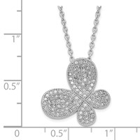 Brilliant Embers Sterling Silver Rhodium-plated Polished CZ Butterfly Necklace with Ext, 2" view 5