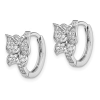 Brilliant Embers Sterling Silver Rhodium-plated 64 Stone Micro Pavé CZ Butterfly Hinged Hoop Earrings view 2