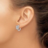 Brilliant Embers Sterling Silver Rhodium-plated 64 Stone Micro Pavé CZ Butterfly Hinged Hoop Earrings view 3