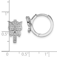 Brilliant Embers Sterling Silver Rhodium-plated 64 Stone Micro Pavé CZ Butterfly Hinged Hoop Earrings view 4