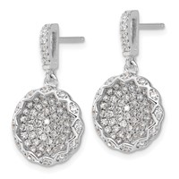 Sterling Silver Brilliant Embers CZ Circle Dangle Post Earrings view 2