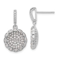 Sterling Silver Brilliant Embers CZ Circle Dangle Post Earrings view 1
