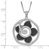 Sterling Silver Black & Clear CZ True Fire Flower Necklace view 2