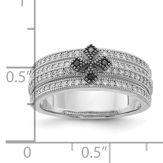 Sterling Silver & CZ True Fire Polished Cross Ring