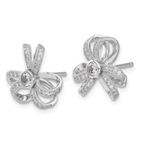 Sterling Silver Brilliant Embers CZ Flower Post Earrings view 2