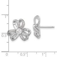 Sterling Silver Brilliant Embers CZ Flower Post Earrings view 3