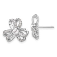 Sterling Silver Brilliant Embers CZ Flower Post Earrings view 1