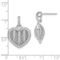 Brilliant Embers Sterling Silver Polished CZ Heart Post Dangle Earrings view 3