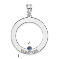SSilver Rh-plated 1 Birthstone Circle Pendant with 14K Bezel Family view 1