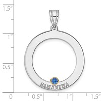 SSilver Rh-plated 1 Birthstone Circle Pendant with 14K Bezel Family view 3