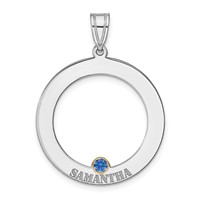 SSilver Rh-plated 1 Birthstone Circle Pendant with 14K Bezel Family view 2