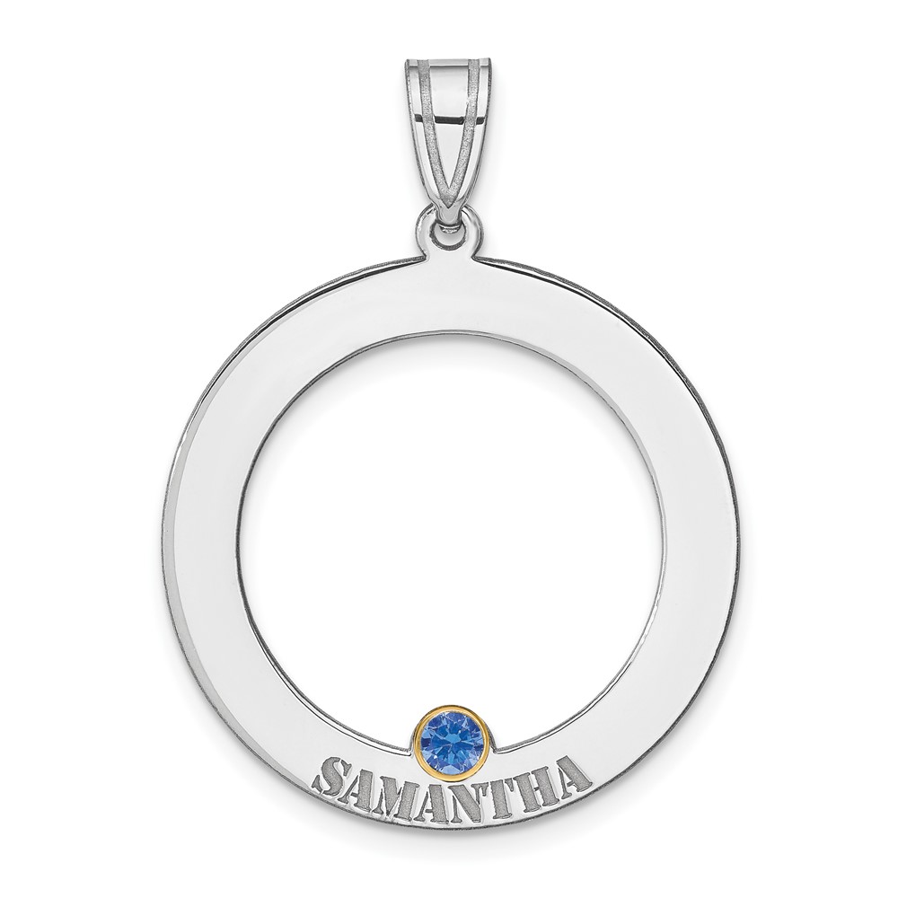 SS/Rhod-plated 1 Birthstone Circle with 18K Bezel Family Pendant