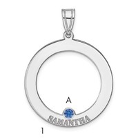 SSilver Rh-plated 1 Birthstone Circle Pendant with SSilver Bezel Family view 1