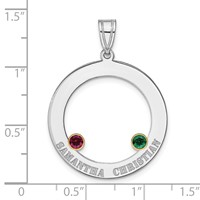 SSilver Rh-plated 2 Birthstone Circle Pendant with 14K Bezel Family view 3