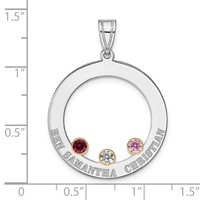 SSilver Rh-plated 3 Birthstone Circle Pendant with 14K Bezel Family view 3