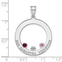 SSilver Rh-plated 3 Birthstone Circle Pendant with SSilver Bezel Family view 3
