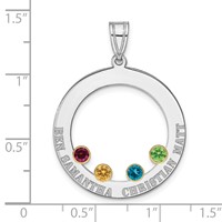 SSilver Rh-plated 4 Birthstone Circle Pendant with 14K Bezel Family view 3