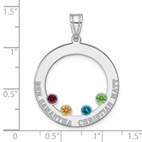 SSilver Rh-plated 4 Birthstone Circle Pendant with SSilver Bezel Family view 3
