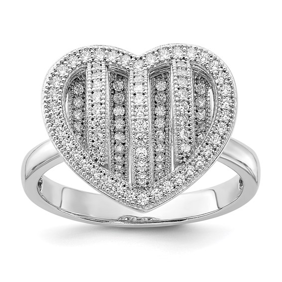 Sterling Silver & CZ Brilliant Embers Polished Heart Ring