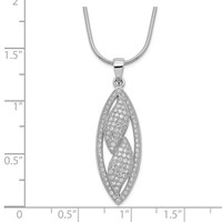Sterling Silver & CZ Brilliant Embers Fancy Marquise Design Necklace view 2