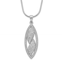 Sterling Silver & CZ Brilliant Embers Fancy Marquise Design Necklace view 1