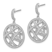 Brilliant Embers Sterling Silver Polished CZ Circle Post Dangle Earrings view 2