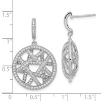 Brilliant Embers Sterling Silver Polished CZ Circle Post Dangle Earrings view 3