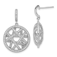 Brilliant Embers Sterling Silver Polished CZ Circle Post Dangle Earrings view 1