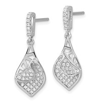 Sterling Silver Brilliant Embers Fancy CZ Teardrop Dangle Post Earrings view 2