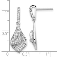 Sterling Silver Brilliant Embers Fancy CZ Teardrop Dangle Post Earrings view 3