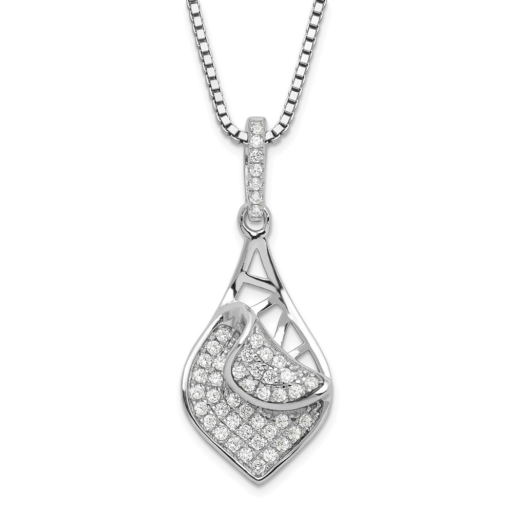 Sterling Silver & CZ Brilliant Embers Fancy Teardrop Necklace