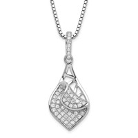 Sterling Silver & CZ Brilliant Embers Fancy Teardrop Necklace view 1