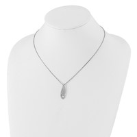 Brilliant Embers Sterling Silver Rhodium-Plated Polished CZ Teardrop Necklace with Ext, 2" view 4