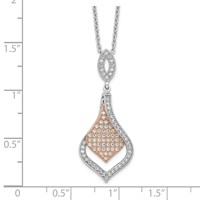 Brilliant Embers Sterling Silver Rose Gold-plated Rhodium-plated 105 Stone Micro Pavé CZ Necklace with 2 Inch Extender, 18" view 4