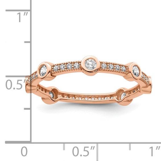 Brilliant Embers Sterling Silver Rose Gold-plated 33 Stone Micro Pavé CZ Ring