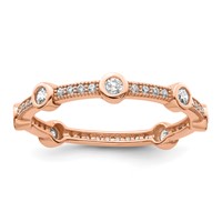 Brilliant Embers Sterling Silver Rose Gold-plated 33 Stone Micro Pavé CZ Ring view 1