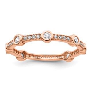 Brilliant Embers Sterling Silver Rose Gold-plated 33 Stone Micro Pavé CZ Ring