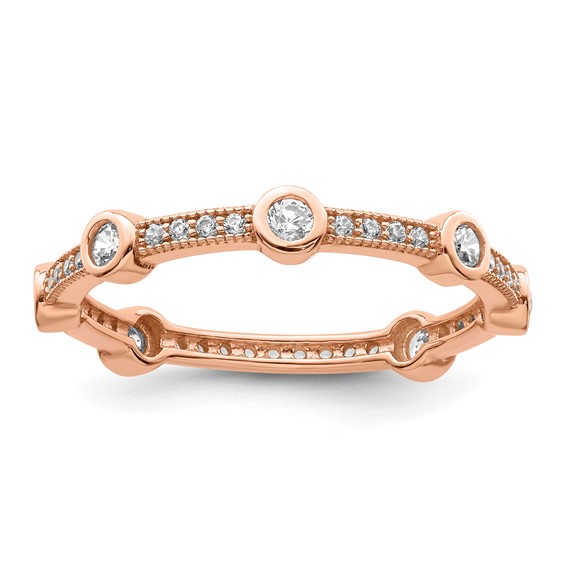 Brilliant Embers Sterling Silver Rose Gold-plated 33 Stone Micro Pavé CZ Ring