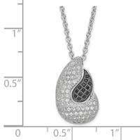 Sterling Silver Black & Clear CZ True Fire Polished Teardrops Necklace view 2