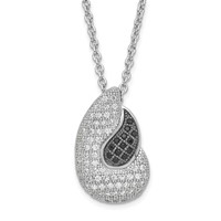 Sterling Silver Black & Clear CZ True Fire Polished Teardrops Necklace view 1