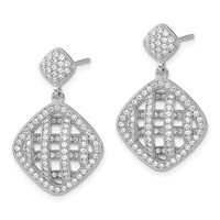 Brilliant Embers Sterling Silver Polished Fancy CZ Post Dangle Earrings view 2