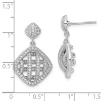 Brilliant Embers Sterling Silver Polished Fancy CZ Post Dangle Earrings view 3
