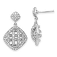 Brilliant Embers Sterling Silver Polished Fancy CZ Post Dangle Earrings view 1
