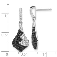 True Fire Sterling Silver Black & White CZ Dangle Post Earrings view 3