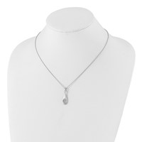Brilliant Embers Sterling Silver Rhodium-plated Brushed CZ Teardrop Necklace with Ext, 2" view 4