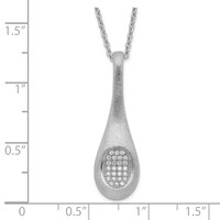 Brilliant Embers Sterling Silver Rhodium-plated Brushed CZ Teardrop Necklace with Ext, 2" view 3