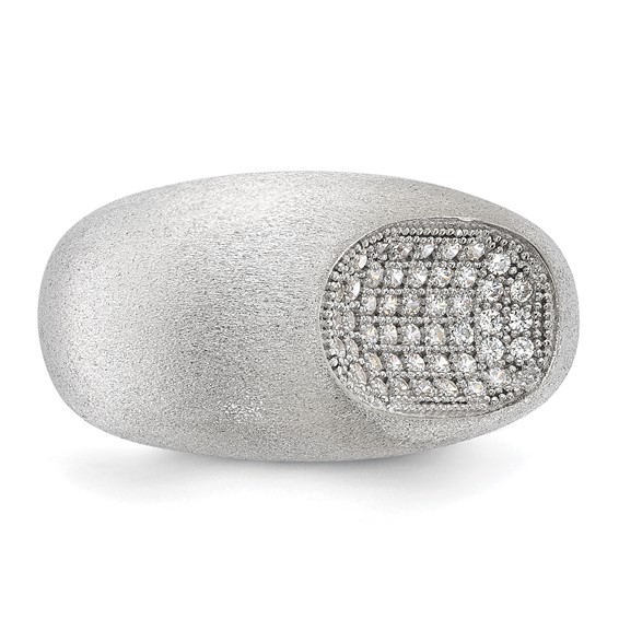 Sterling Silver Brilliant Embers Modern Brushed CZ Ring