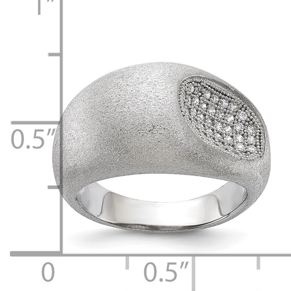 Sterling Silver Brilliant Embers Modern Brushed CZ Ring