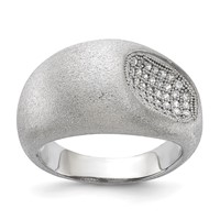 Sterling Silver Brilliant Embers Modern Brushed CZ Ring view 1
